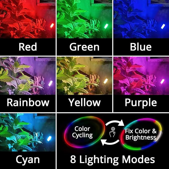 Color Changing Solar Lights Outdoor,RGB Landscape Spot Lights 3-in-1 Metal Waterproof Auto On/Off Dusk to Dawn Uplights Decoration Spotlights for Halloween Christmas Outside House Trees Garden Yard