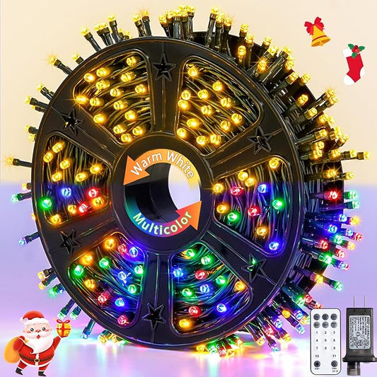 JMEXSUSS 500 LED Color Changing Christmas Lights, 173ft Warm White & Multicolor String Lights with Remote Outdoor Waterproof Christmas Tree Lights Plug in for Party Christmas Indoor Decor