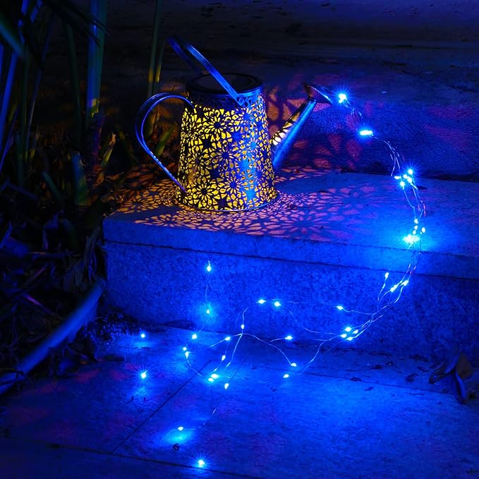 VOOKRY Solar Watering Can Lights, Large Hanging Solar Lights Outdoor Decorative Garden Decor Waterproof for Outside Patio Yard Porch Lawn Landscape Birthday Gifts for Women Mom Grandma(Blue)