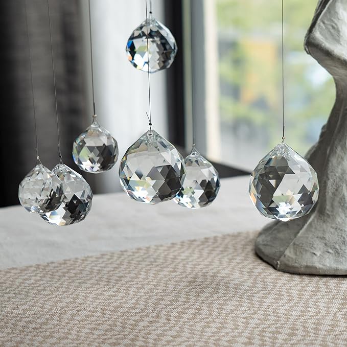 Crystalsuncatcher Clear Glass Crystal Ball Prism Feng Shui Lamp Hanging Drop Chandelier Pendants Suncatchers Pack of 12 pcs(20mm)