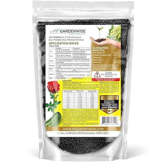 6-3-0 All-Purpose Professional Eco-Friendly Slow-Release Nitrogen Fertilizer with Iron & Calcium,Non-Burning, Enhances Soil Structure,for Indoor&Outdoor Plants,Vegetable Gardens (2 QUARTS)