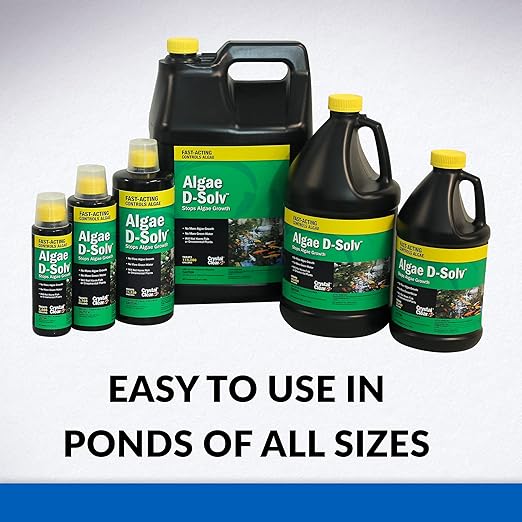 CrystalClear Algae D-Solv Pond Algae Control, Fast-Acting EPA Registered Algaecide, Use in Fountains & Outdoor Ponds Containing Koi & Other Fish, Treats 11,520 Gallons, 32 Ounces