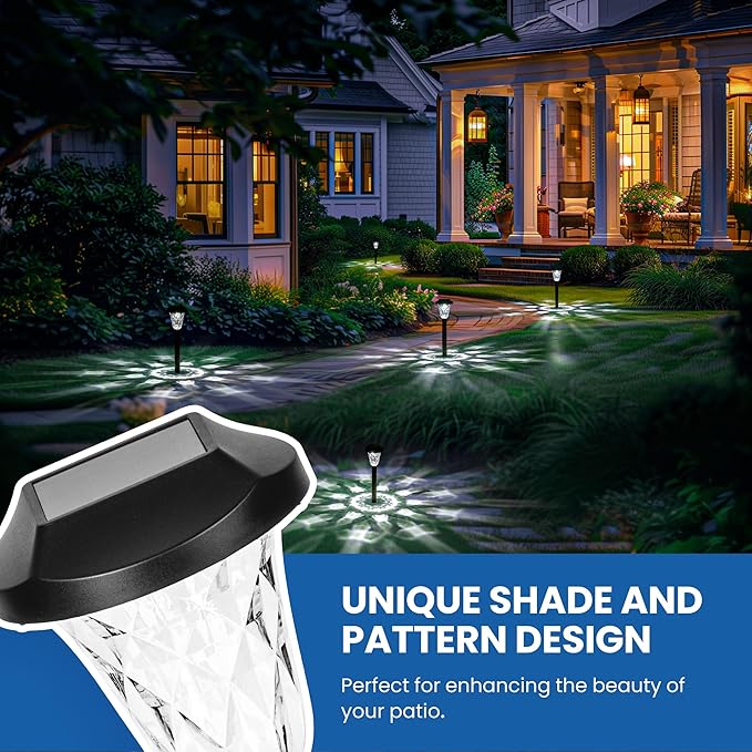 GIGALUMI Solar Outdoor Lights,Solar Lights Outdoor Waterproof 12 Pack,Cool White Solar Pathway Lights for Outside,Outdoor Lights Solar Powered Garden Decoration for Pathway,Patio,Lawn,Yard