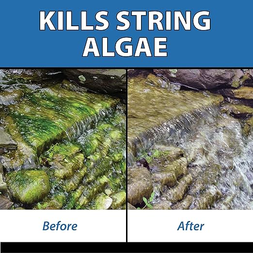 CrystalClear AlgaeOff Pond & Water Garden Scum Cleaner, Waterfall & Rock Slime Remover, String Algae Killer, Green Stain Treatment, EPA Registered Algaecide, Plant, Koi Fish, Bird & Pet Safe, 25 lbs