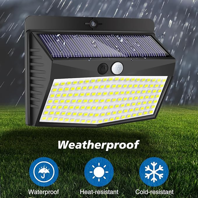 Solar Motion Sensor Outdoor Lights [138 LED/2 Packs] Solar Security Lights Outdoor with 3 Lighting Modes Solar Powered Lights Waterproof for Outside Wall Garden Fence Backyard Deck, Warm White