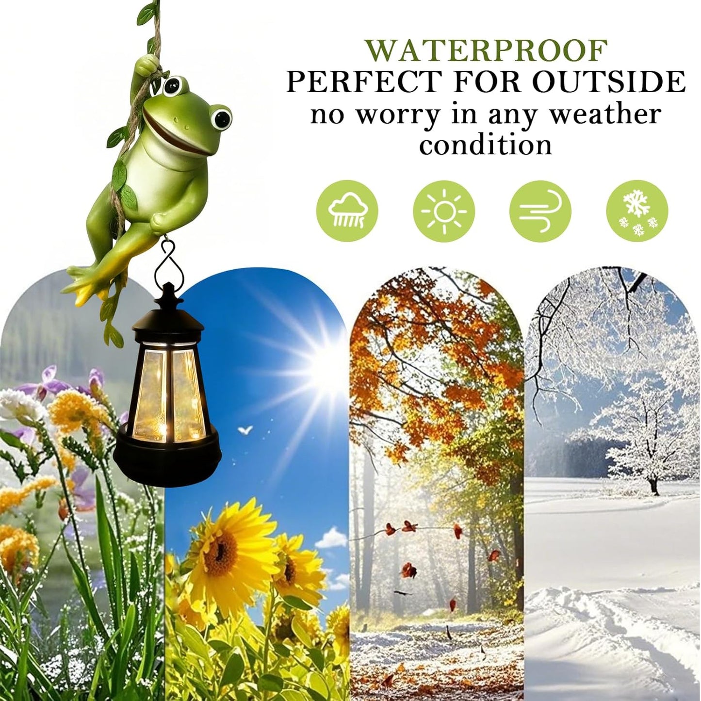 Solar Frogs Outdoor Garden Statues, Halloween Hanging Climbing Rope Frog on a Vine with Lantern Tree Hugger Figurine Lights for Outside Yard Art Sculptures Porch Balcony Wall Decor, Funny Gifts