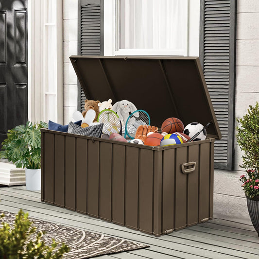 Domi 120-Gallon Outdoor Storage Box – Waterproof, Lockable Storage Cabinet for Patio Furniture, Garden Tools & Pool Supplies – Large Metal Storage for Cushions, Toys & More