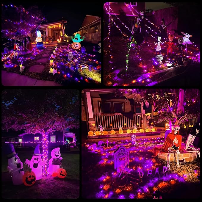 JMEXSUSS 500 LED Orange and Purple Halloween Lights, 173ft Halloween String Lights Outdoor Waterproof, 8 Modes Christmas Tree Light Plug in for Party House Indoor Decor