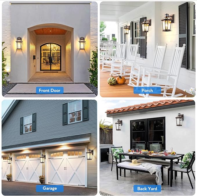 VIANIS Oil Rubbed Bronze Dusk to Dawn Motion Sensor Porch Light, Anti-Rust Aluminum Frame, Tempered Glass, 100% Weather Resistant, Easy Installation, Fits Standard E26 Bulbs