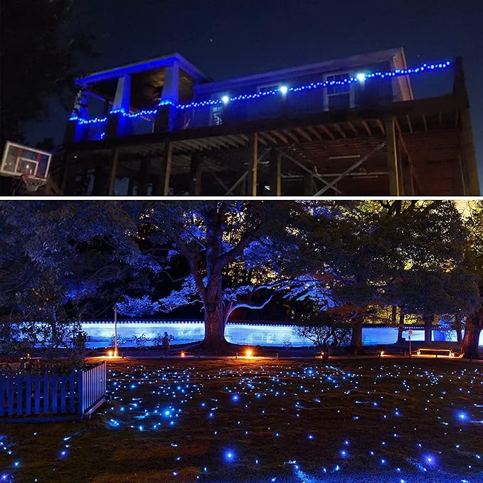 2-Pack 66FT 200 LED Blue Christmas Lights for Indoor/Outdoor, Super Bright Plug in String Lights,Waterproof Xmas Light Outdoor for Christmas Decorations Bedroom Party Decor Garden Patio Tree (Blue)