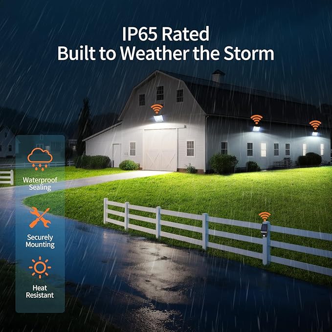 intelamp Solar Flood Lights Outdoor Waterproof, 20000mAh 4000LM Linkable Dual Motion Sensor Security Floodlight Exterior with Remote 16.4 FT Cable, 2-12H Dusk to Dawn Spots Lighting Outside