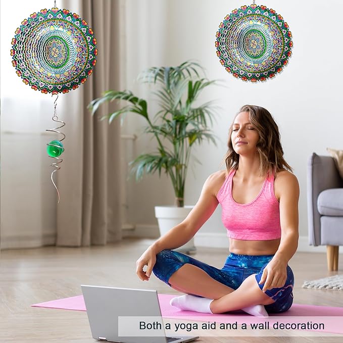 Wind Spinner Rich Love Mandala Wind Spinner Outdoor Hanging Wind Sculptures Kinetic 3D Metal Wind Catcher Yard Art Decoration Garden Decor Gifts for Women/Men/Mother/Father/Daughter/Grandma