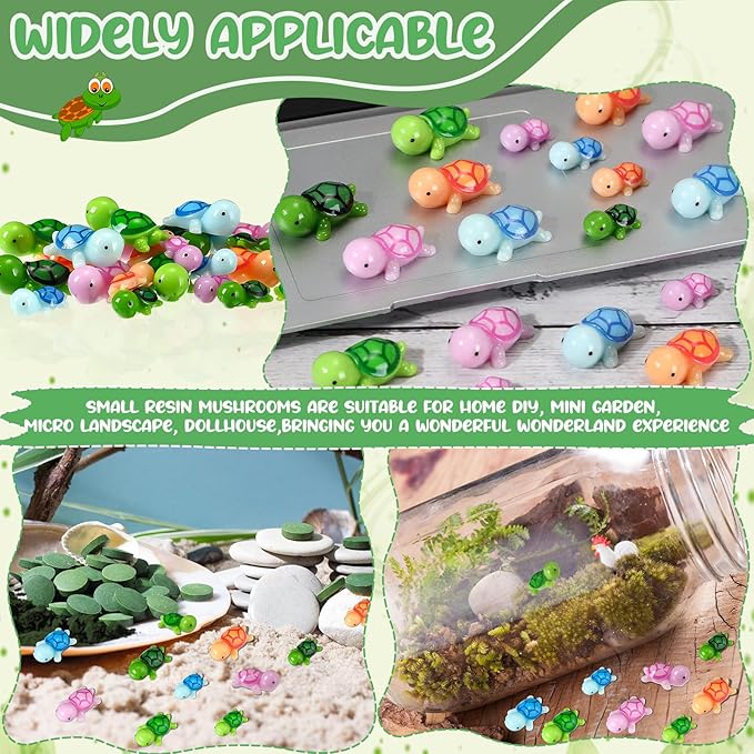 Soaoo 120 Pcs Miniature Sea Turtle Figurine Multicolor Tiny Turtle Statue Mini Sea Creatures Tortoise Miniature Resin Animals for DIY Garden Decoration Cake Home Decor, 2 Sizes (Multicolor)