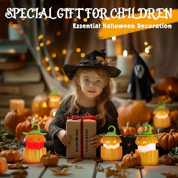 EverBrite 3-Pack Halloween Pumpkin Lantern, Collapsible Jack O Lantern Lights, Two Color Changing, Light up Pumpkin Outdoor for Halloween Party Decoration, Battery Included