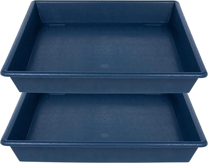 Square Plant Saucer 20 Inch 2 Pack, Large Plant Trays for Pots Heavy Duty Plastic Plant Saucers for Indoors Outdoors, Flower Pot No Holes Plant Lover Gardening Gifts