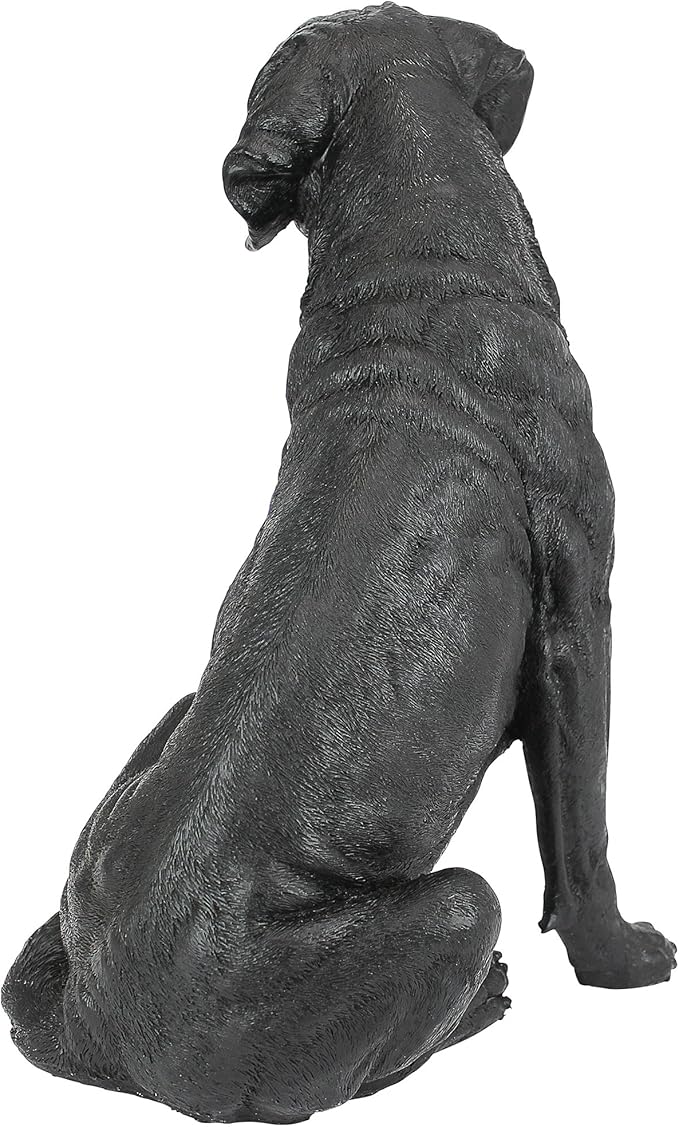 Design Toscano Labrador Retriever Dog Indoor/Outdoor Garden Statue, 9 Inch Wide, 15 Inch Tall, Cast Stone Resin, Black Painted Finish