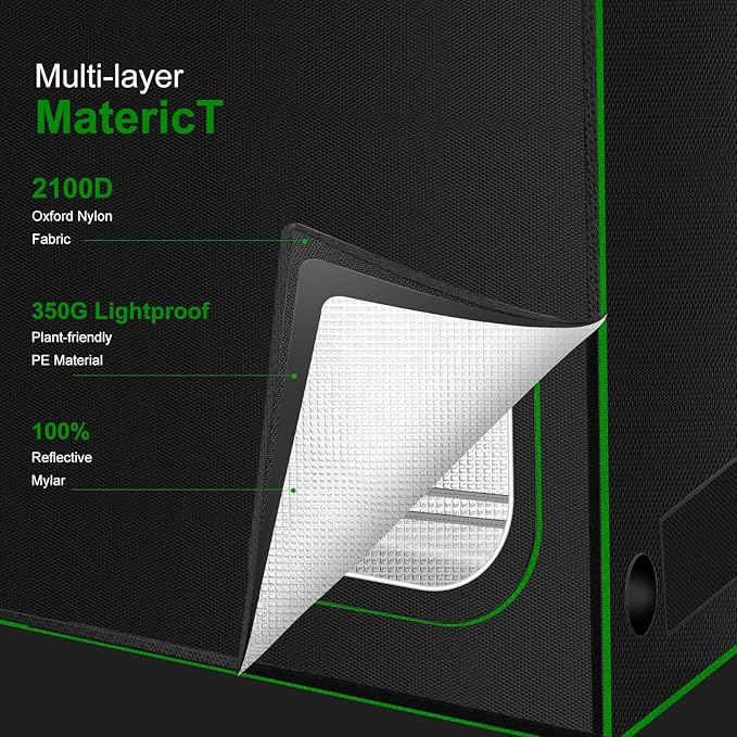 MELONFARM 3x3 Grow Tent, 34"x34"x72" Grow Tent, Double Transparent Viewing Door Indoor Grow Tent, Growing Tent with High Reflective Mylar & Floor Tray, Plant Tent for Indoor Hydroponics Growing