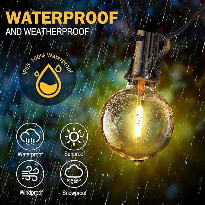 XURISEN Outdoor String Lights with Dimmer, 176FT LED Patio Lights for Outside with 100+8 Shatterproof G40 Globe Bulbs UL Listed IP65 Waterproof Hanging Lighting for Backyard Balcony Bistro Party Decor
