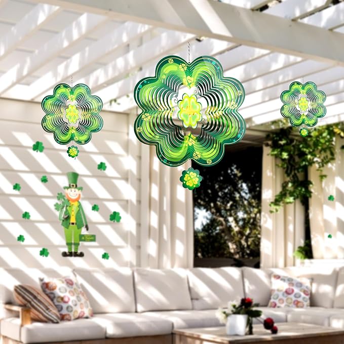 St Patricks Day Metal Wind Spinners St. Patrick's Hanging Gifts for Women Mom Grandma,12inch Wind Spinner for Home Party Ornament Spring Outdoor & Indoor Decorations