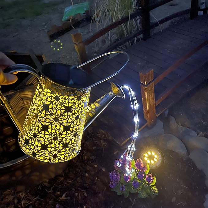 Solar Watering Can Lights, Large Retro Metal Hanging Solar Lights Outdoor Waterproof, Gardening Gifts for Mom Grandma Women Birthday, Garden Decor Yard Light Outside for Porch Landscape Patio