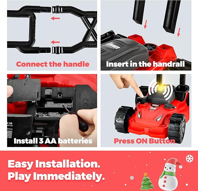 Kids Lawn Mower - Toy Choi's Pretend Play Series Toddler Lawn Mower, Indoor Outdoor Push Gardening Summer Toy Tool Set for Boys & Girls 3,4,5,6,7,8