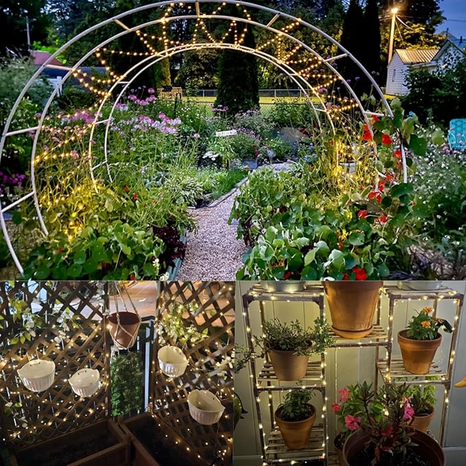 QITONG 4 Pack Solar Fairy Lights Warm White, Each 33ft 100 LED Outdoor String Light, 8 Modes Copper Wire Lights for Outside Tree Wedding Party Garden Patio Christmas