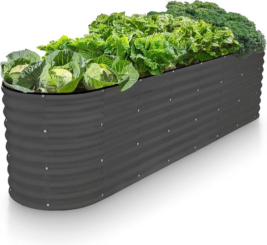 Galvanized Raised Garden Beds Outdoor // 8×2×2 ft Planter Raised Beds for Gardening, Vegetables, Flowers (Gray) // Large Metal Garden Box // Patented Tool-Free Design