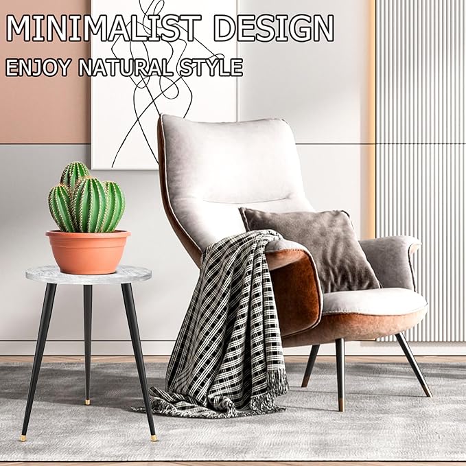 Plant Stand Indoor, Mid Century Wood Plant Stand Grey Plant Table for Flower Pots, Heavy Duty Metal Tall Plant Holder, Modern Home Decor Small Round Side End Table (11.8"x16")