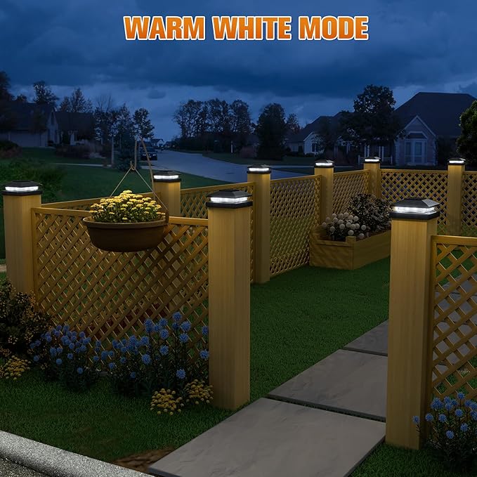 APONUO Solar Post Cap Lights for 4x4 Wood & Vinyl Posts, IP44 Waterproof Cool White LED 4x4 Post Solar Lights, Outdoor Garden Patio Yard Decor, 16 Pack (Black)