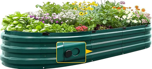 KING BIRD Raised Garden Bed Kit 2025 Upgraded Quick-Setup Galvanized Planter Garden Box Outdoor for Gardening, Vegetables, Flowers, 74x36x12 in, Green