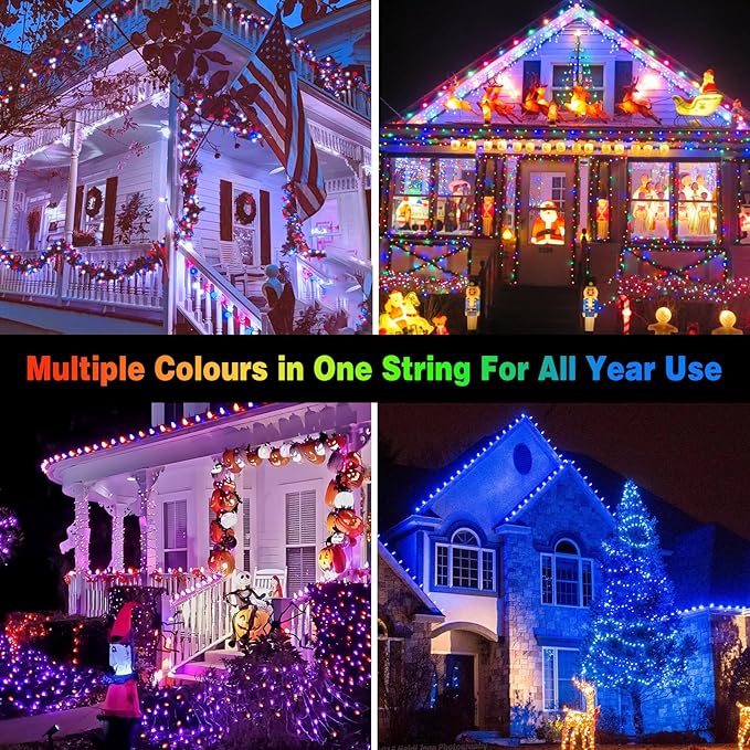 SANJICHA Smart Color Changing Christmas Lights, 66ft 200 LED String Lights Plug in with Remote and Timer, Dimmable RGB Twinkle Tree Lights Indoor Outdoor for Party Garden Christmas Decorations
