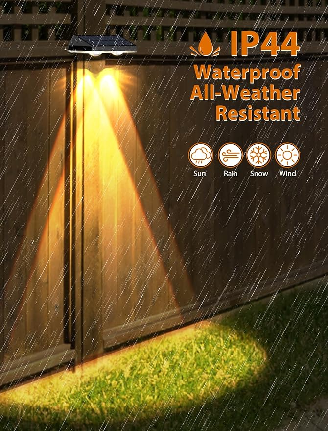 Solar Fence Lights,Warm White & Cold White & Mixed Color 3 Modes Bright Lens LED Dusk to Dawn Deck Light, Outdoor Waterproof,Solar Outdoor Lights for Backyard/Railing/Wall (12Pack)