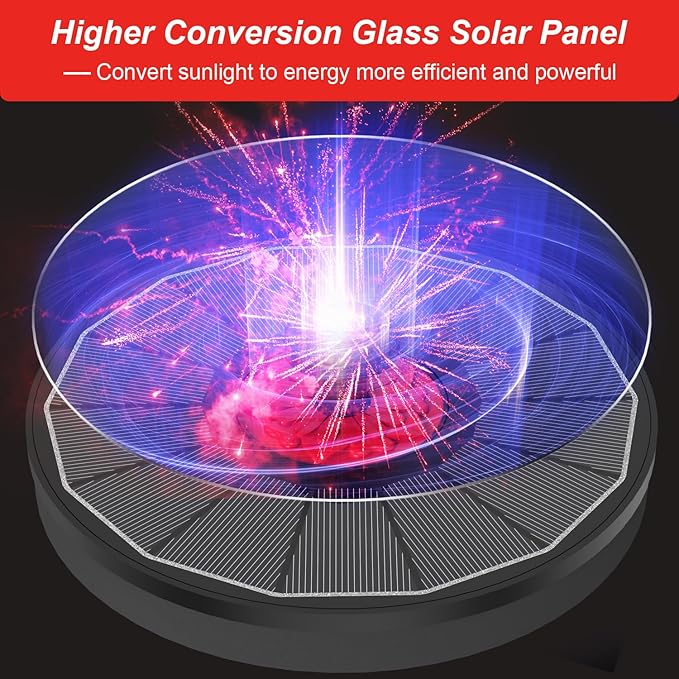 Solar Fountain with Red Flower - Attract Birds - Upgrade 3.5W Solar Bird Bath Fountains, Solar Powered Water Feature Fountain Pump with 7 Nozzles for Hummingbirds, Garden, Pool, and Pond