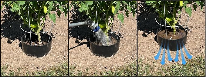 Garden Water Ring 5-Pack – Root Zone Irrigation Water Saver Rings for Garden Plants – Precision Hydration, Weed Control & Fertilizer Containment – Made in USA – Reusable Garden Watering Tool