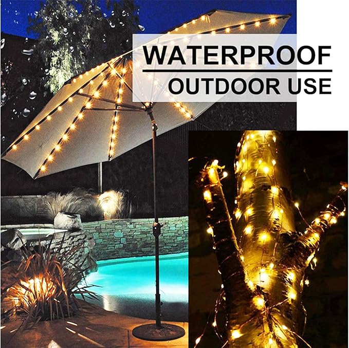 2 Pack 220 LED Firefly Bunch Lights Battery Operated, 8 Flashing Modes Waterproof Copper Wire Waterfall Lights, Remote Controlled Timer and Hooks, Fairy Lights for Indoor Outdoor Decor (Warm White)