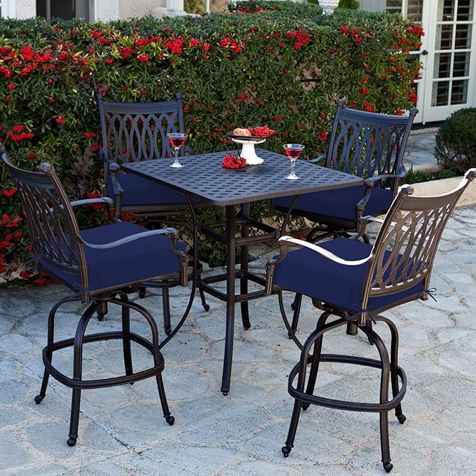 Favoyard Outdoor Chair Cushion 19 x 19 x 3 Inch Rainproof & 3-Year Fade Resistant Patio Furniture Cushions with Removable Cover and Adjustable Ties for Garden Sofa Couch Pads Set of 2, Blue