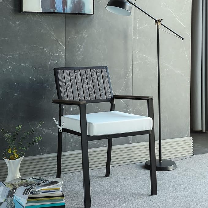 20x20 inch Patio Chair Cushions Non Slip Bottom Chair Pad with Ties Waterproof Square Outdoor Seat Cushion Replacement for Garden Swing Furniture Set of 2, White