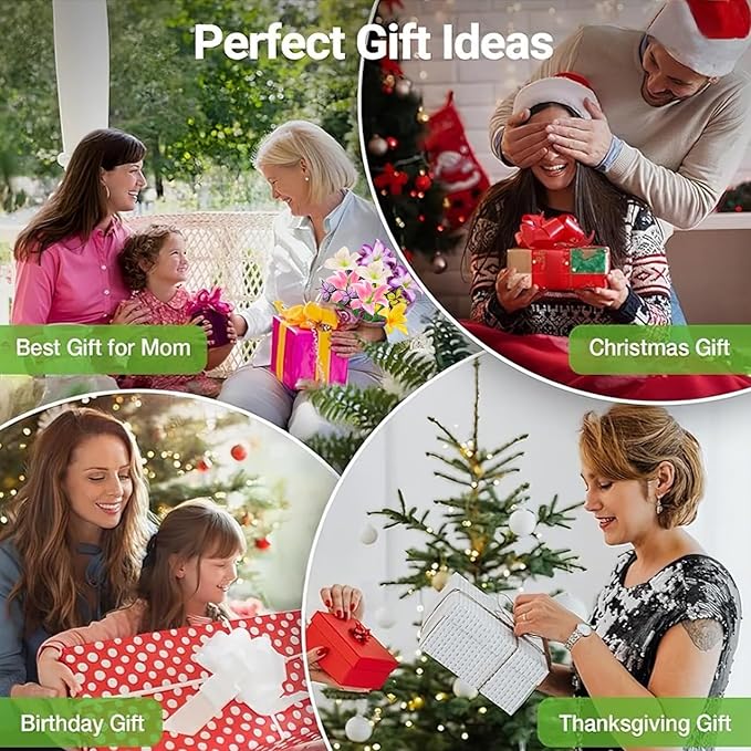 Solar Garden Lights 2 Pack 8 Lily Flowers with Butterfly Decor, Waterproof Solar Flower Lights for Outdoor - Upgraded Decorative Lilies for Yard, Patio, Pathway Decorations & Gardening Gifts