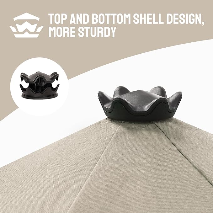 CROWN SHADES 9 Ft Patio Umbrella - Polyester Outdoor Umbrella with 30° Push Button Tilt, Patented Edge Connection Windproof Design for Patio, Pool, Garden & Table, UV Resistent