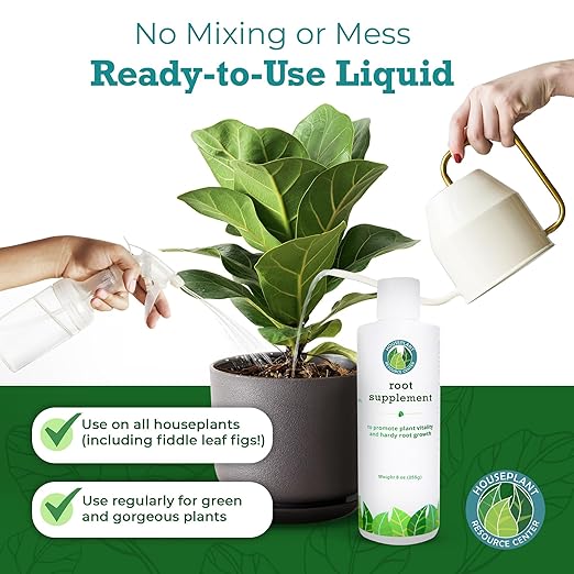 Root Supplement, Liquid Root Stimulator - for Fiddle Leaf Fig & Indoor Plants - Propagation Promoter, Root Rot Treatment - Food for Healthy Roots, Stems, & Leaves - 8 Oz