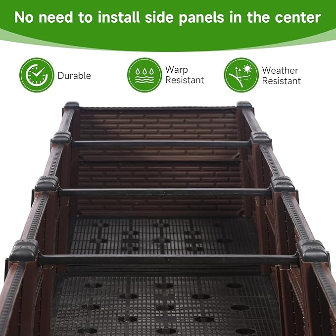 47x15x19in Raised Garden Beds Outdoor, Polypropylene Elevated Planter Boxes Outdoor for Vegetables, Flowers, Herbs, Garden Box with Drain Outlet, Heat and Frost Resistance Planters, 330lb Capacity