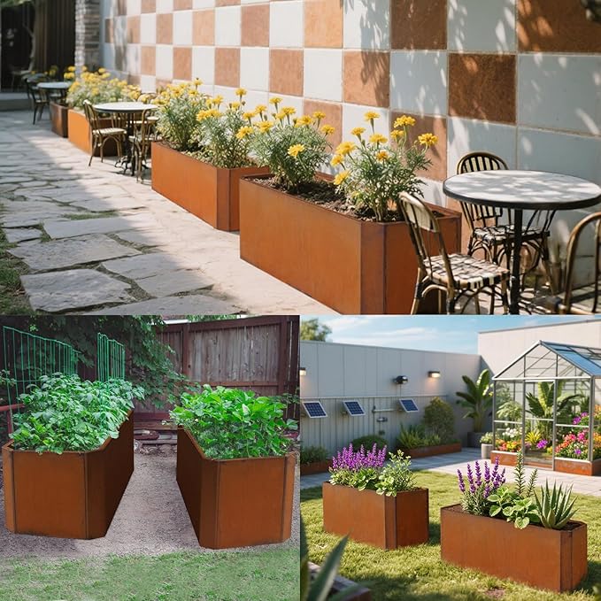 Steel Planter Box-36"x15"x15"-Large Rectangular Planter Matel -Outdoor Indoor-Corten Steel Planter Box Heavy Duty Commercial Residential for Patio Porch Deck Home Backyard