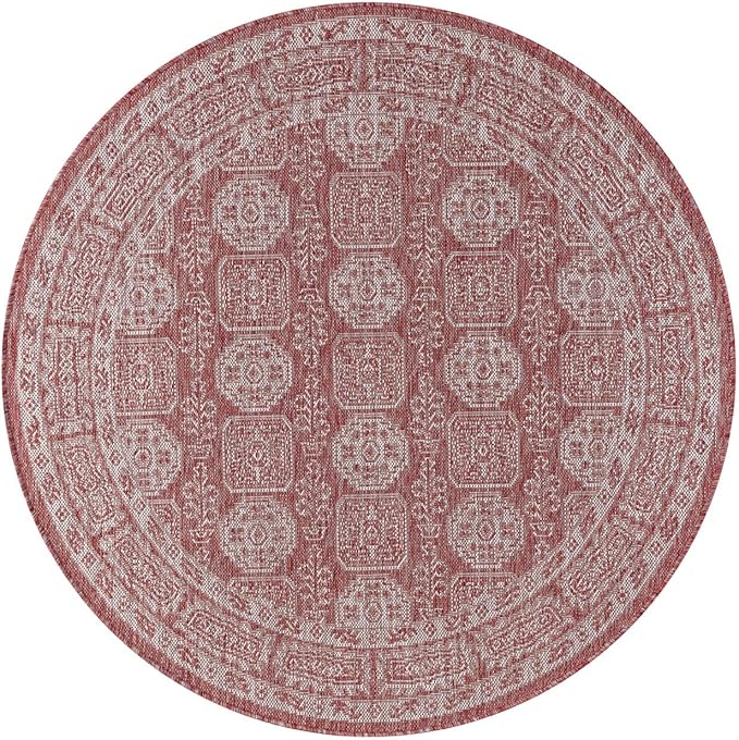 Keen Home Design Terrace Outdoor Round Rug - 8ft Round Washable Indoor/Outdoor Rug for Patio, Kitchen, Balcony, Beach, Garden, Deck and Porch, Size: 7'7" Round