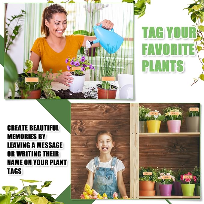 Moxweyeni 60 Pcs Metal Garden Tags Plant Labels for Garden Waterproof Plant Markers with 2 Permanent Pen Planting Nursery Garden Tags Reusable Garden Labels Stake for Plants (Copper Color,4 Inch)