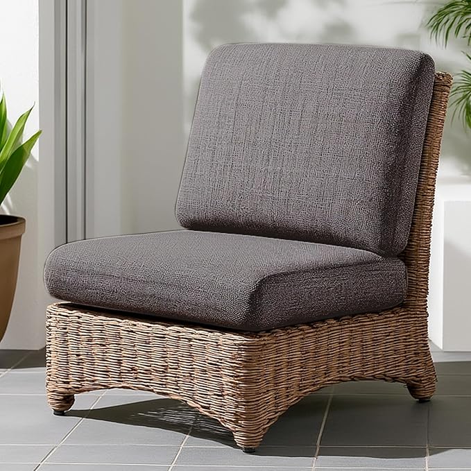 Codi Outdoor Seat Cushions for Patio Furniture 22x22 Inch, Waterproof Chair Cushion with Textured Fabric, Handles & Adjustable Straps, Fade Resistant - Set of 2, Grey