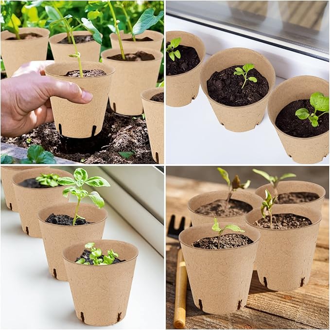 100PCS Peat Pots, 3.15Inch Seed Starting Pots with Drainage Holes Round Nursery Pot, Garden Germination Nursery Pot Bonus 20 Plant Labels