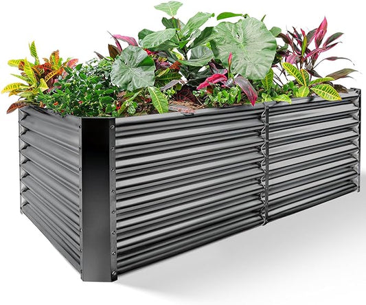 Land Guard 8×4×2 ft Galvanized Raised Garden Bed Kit, Galvanized Planter Raised Garden Boxes Outdoor, Large Metal Raised Garden Beds for Vegetables(Grey)…