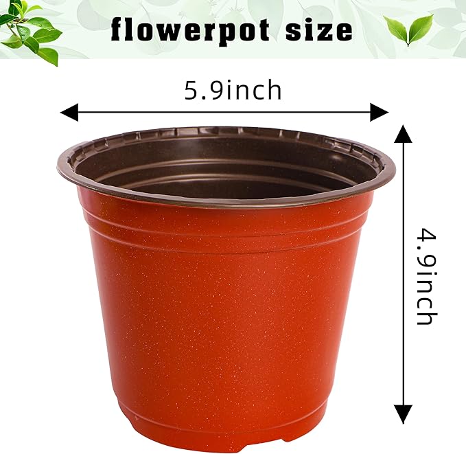 TDHDIKE 6 Inch Plastic Plant Nursery Pot/Pots (100pcs Pots and 100pcs Plant Labels) Seedlings Flower Plant Container (Red) Seed Starting Pots Indoor Outdoor