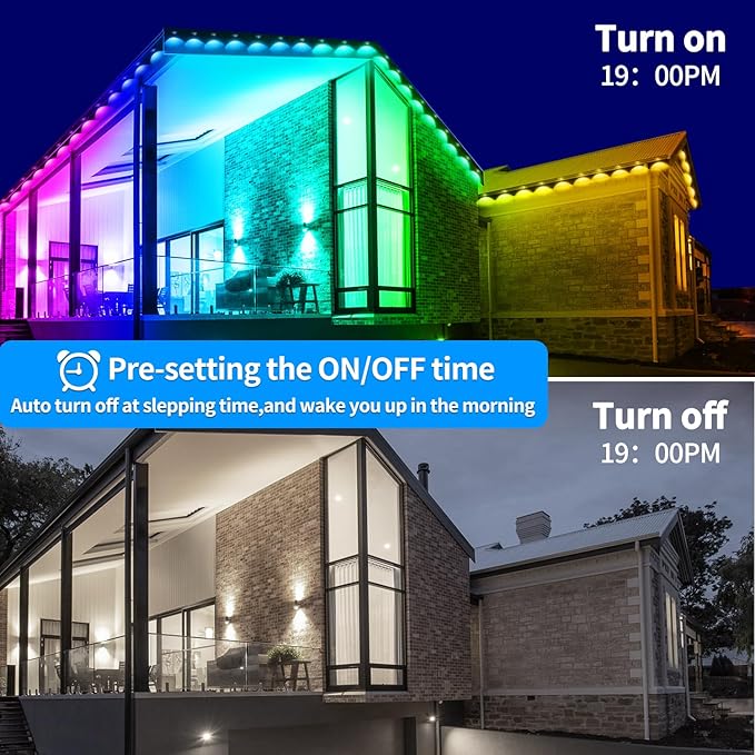 200ft Permanent Outdoor Lights,RGB Eaves Light with App Control Remote,DIY IP67 Waterproof Under Eave Lighting,Outside led Lights for Christmas,Garden,House Decorations