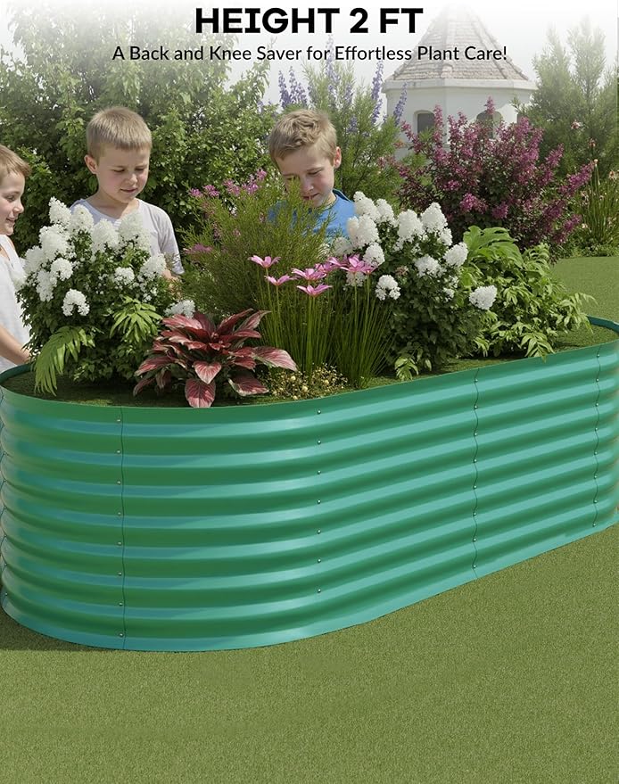 6x3x2 ft Raised Garden Bed,Galvanized Raised Planter Boxes Outdoor with Easy Assembly, Large Garden Bed for Vegetables, Fruits, Flower,Raised Garden Bed,Green